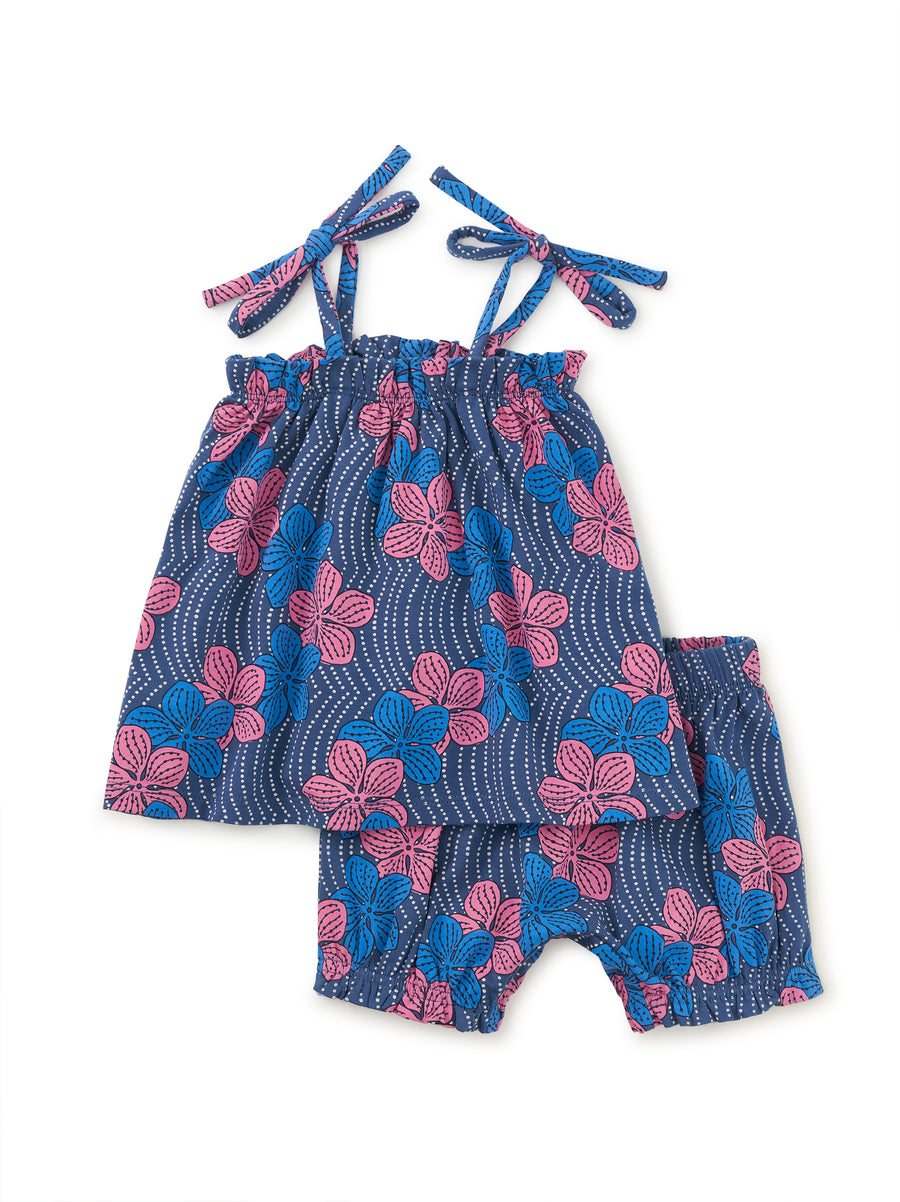 Tea Collection Tie Shoulder Baby Set, Wavy Plumeria |Mockingbird Baby & Kids