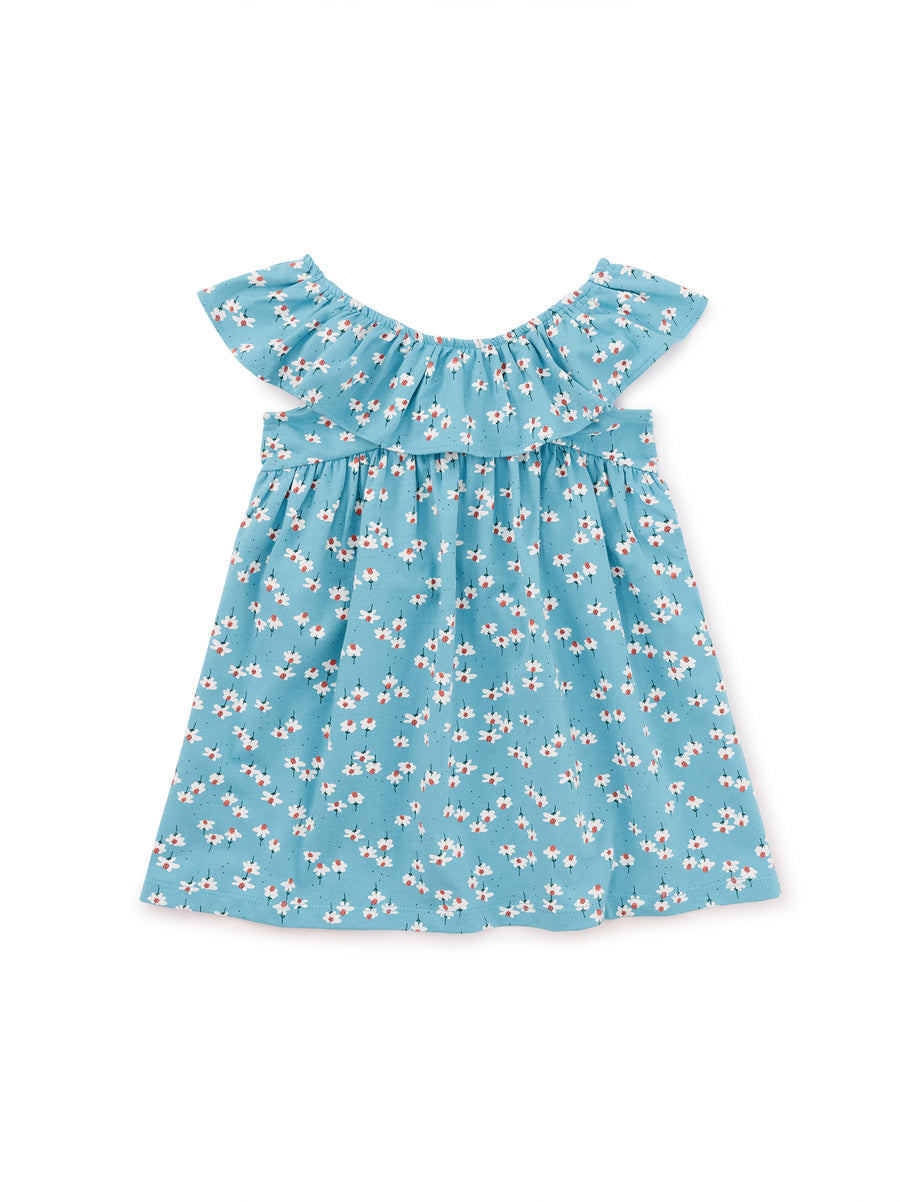 Tea Collection Ruffle Neck Baby Dress, Mexican Hat Floral in Blue |Mockingbird Baby & Kids