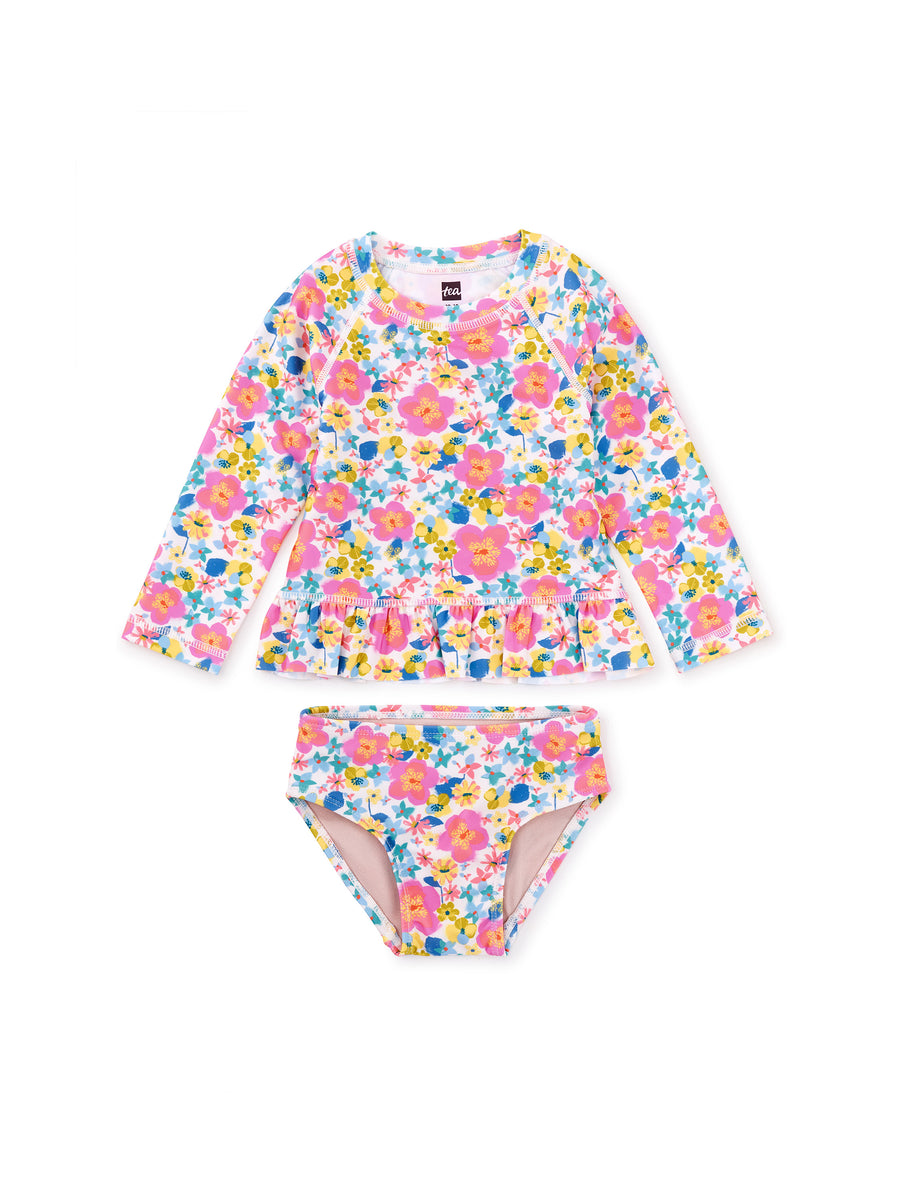 Tea Collection Rash Guard Baby Swim Set, Tropical Hibiscus Floral |Mockingbird Baby & Kids