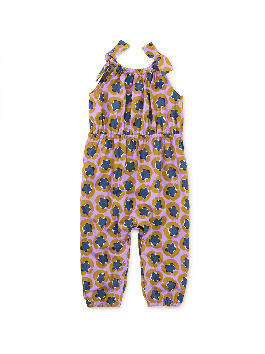 Tea Collection Tie Shoulder Baby Romper, Leopard Floral |Mockingbird Baby & Kids