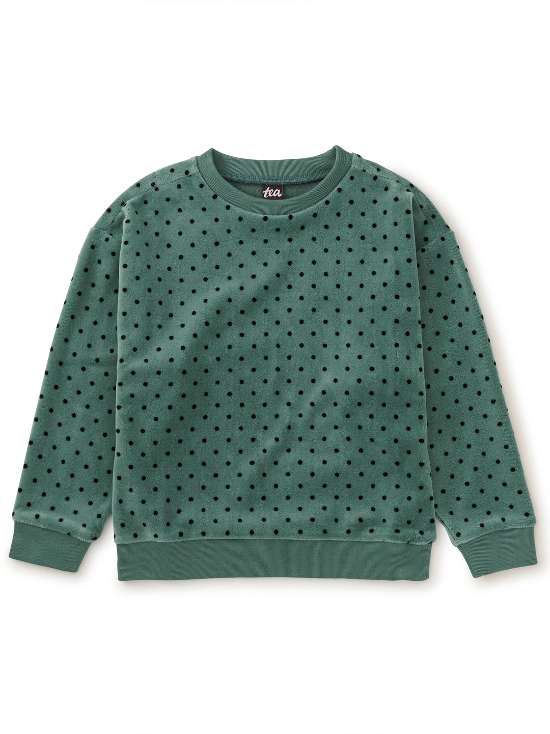 Tea Collection Relaxed Velour Pullover, Dot Sagebrush |mockingbird baby & kids