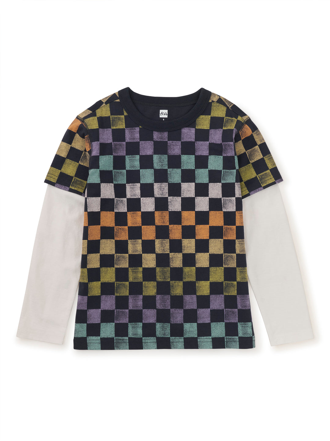 Tea Collection Printed Layered Sleeve Tee, Checkerboard |Mockingbird Baby & Kids