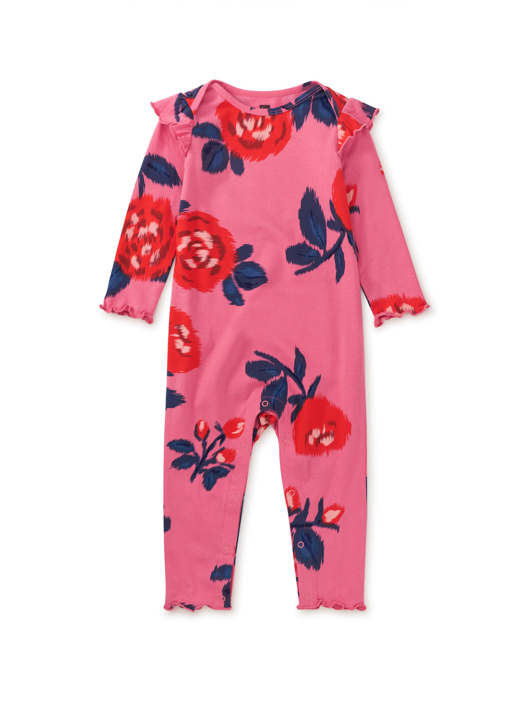 Tea Collection Ruffle Shoulder Baby Romper, Turkish Rose |mockingbird baby & kids