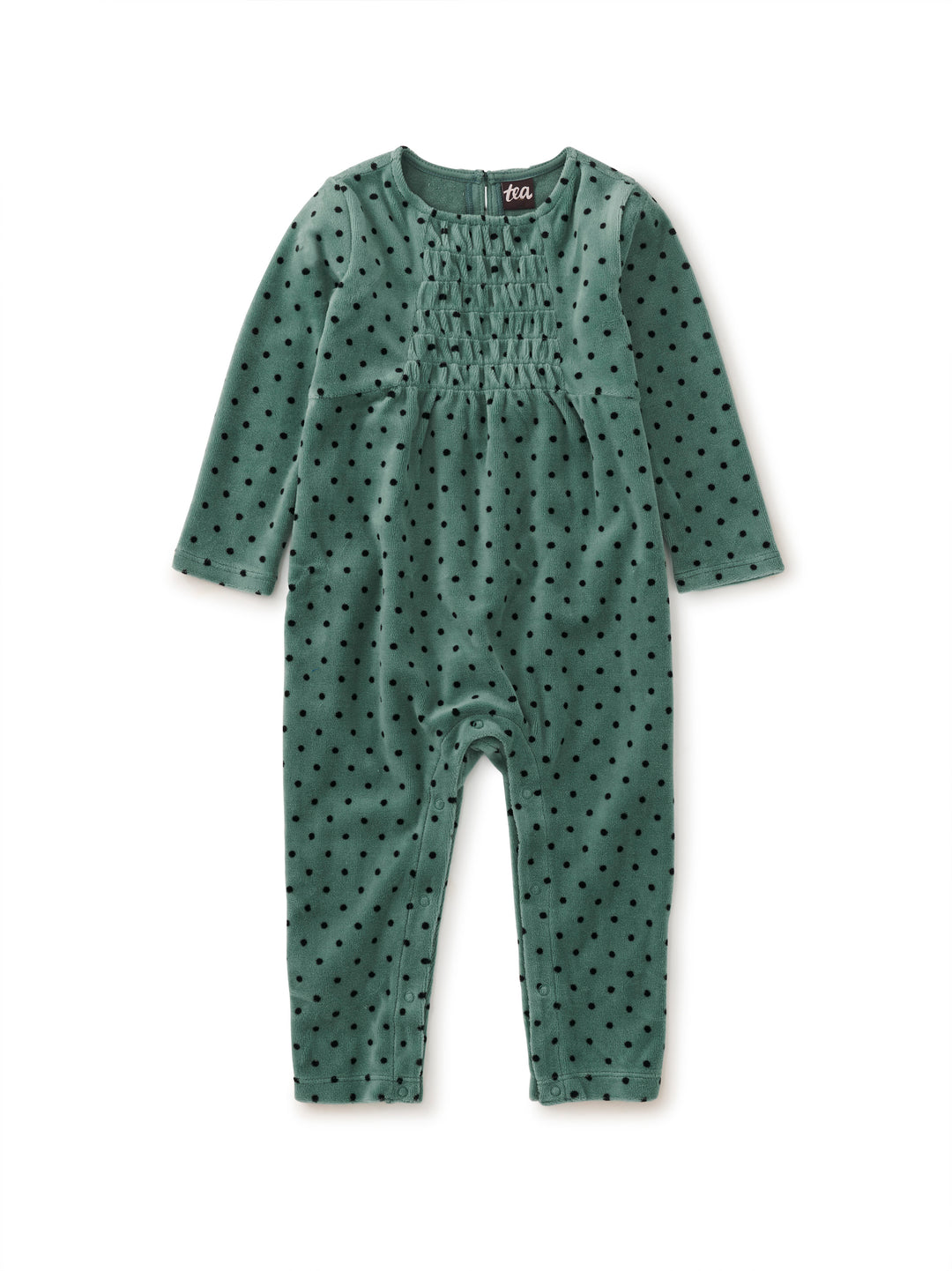 Tea Collection Smocked Baby Romper, Dot Sagebrush |mockingbird baby & kids