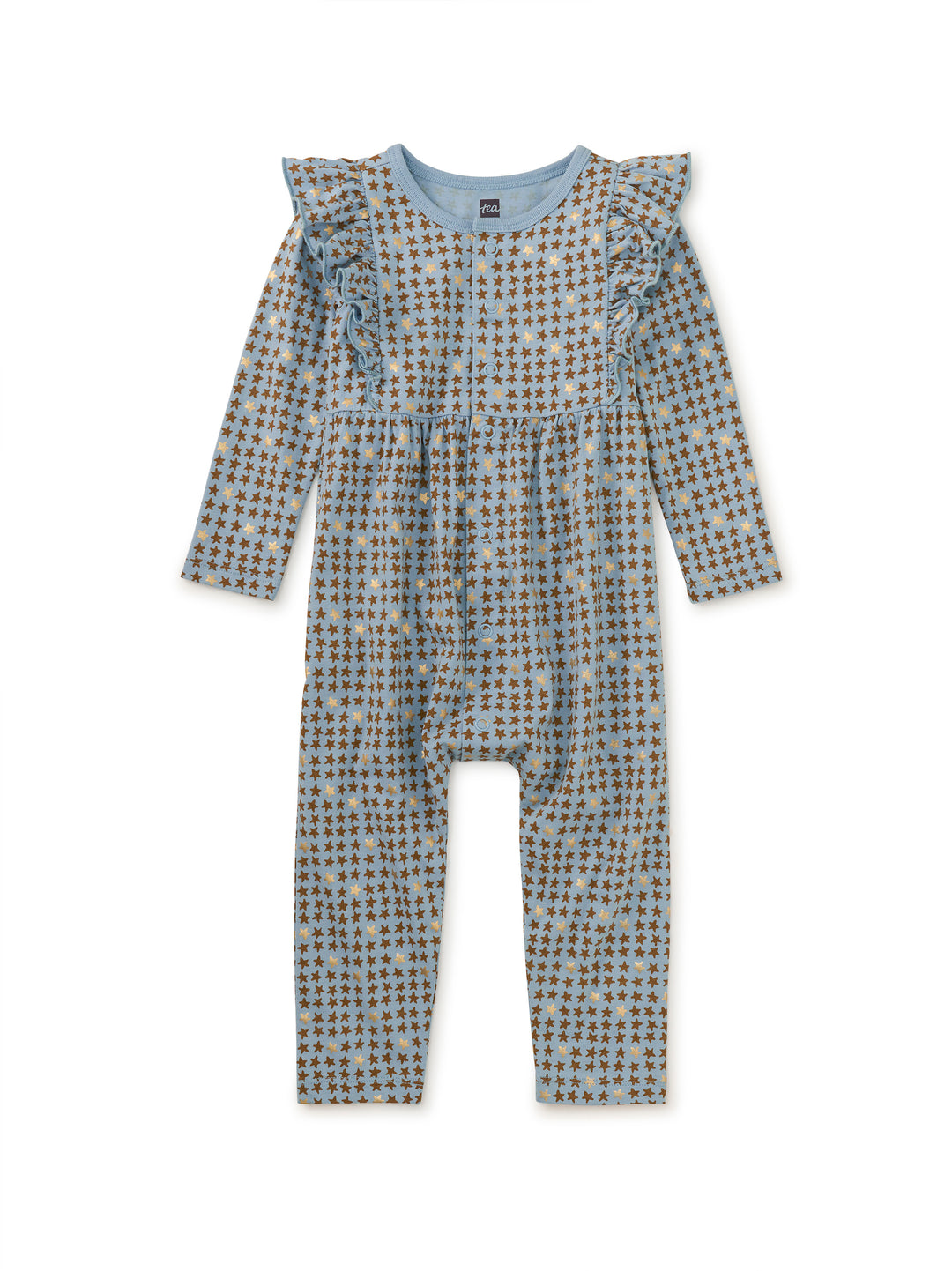 Tea Collection Snap Front Ruffle Baby Romper, Little Star |Mockingbird Baby & Kids