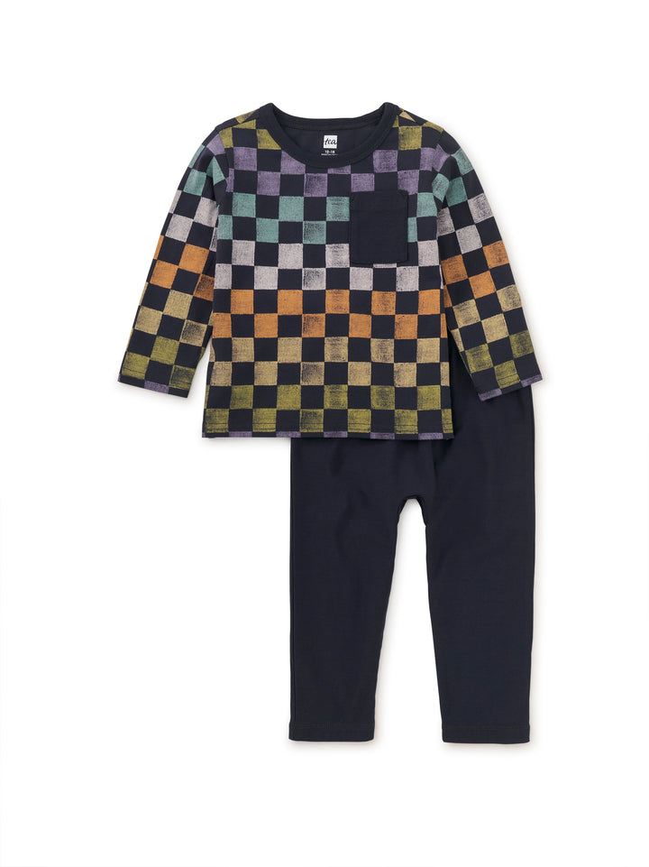 Tea Collection Henley Set, Checkerboard |mockingbird baby & kids