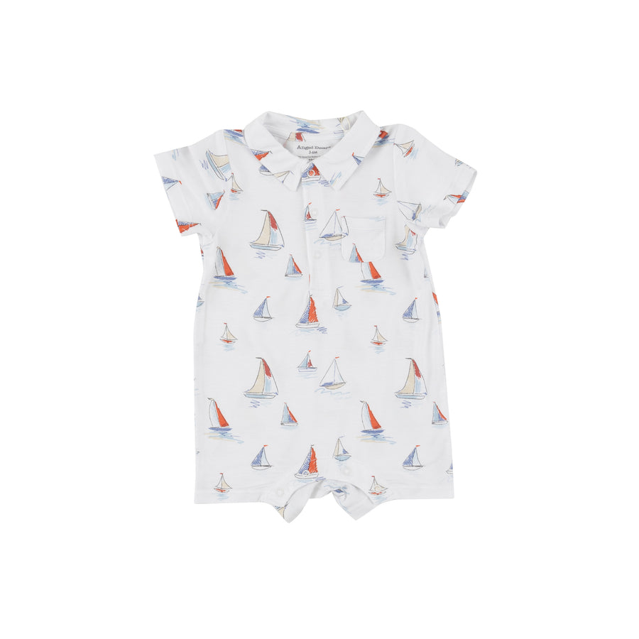 Angel Dear Sketchy Sailboats Polo Shortie |Mockingbird Baby & Kids