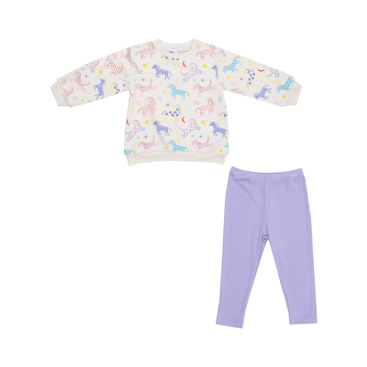 Angel Dear Unicorns French Terry Sweatshirt + Ribbed Legging Set |Mockingbird Baby & Kids