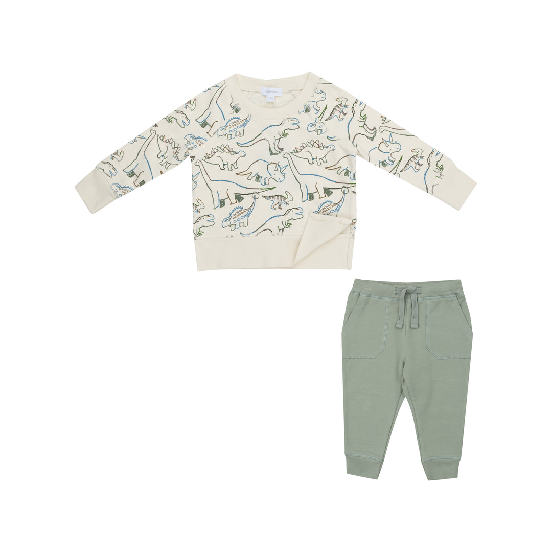 Angel Dear Artsy Dinos French Terry Sweatshirt + Jogger Set |Mockingbird Baby & Kids