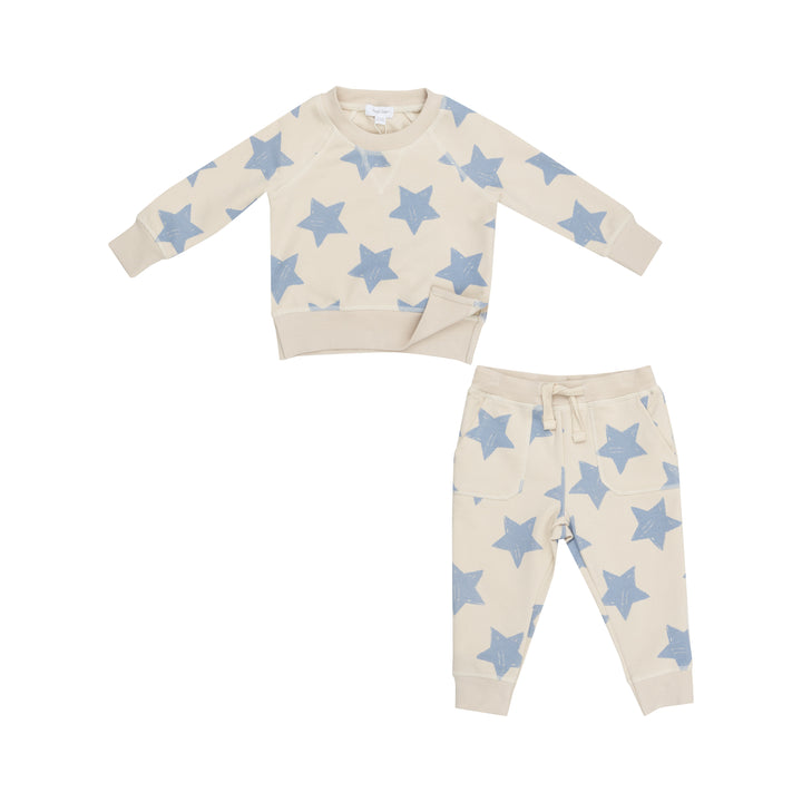 Angel Dear Blue Stars French Terry Sweatshirt + Jogger Set |Mockingbird Baby & Kids