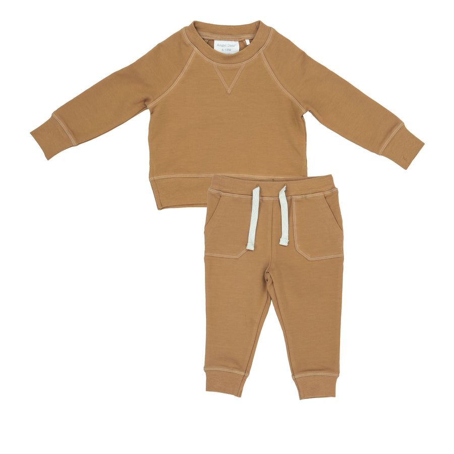 Angel Dear Raglan Sweatshirt & Jogger Set, Pale Gold |Mockingbird Baby & Kids