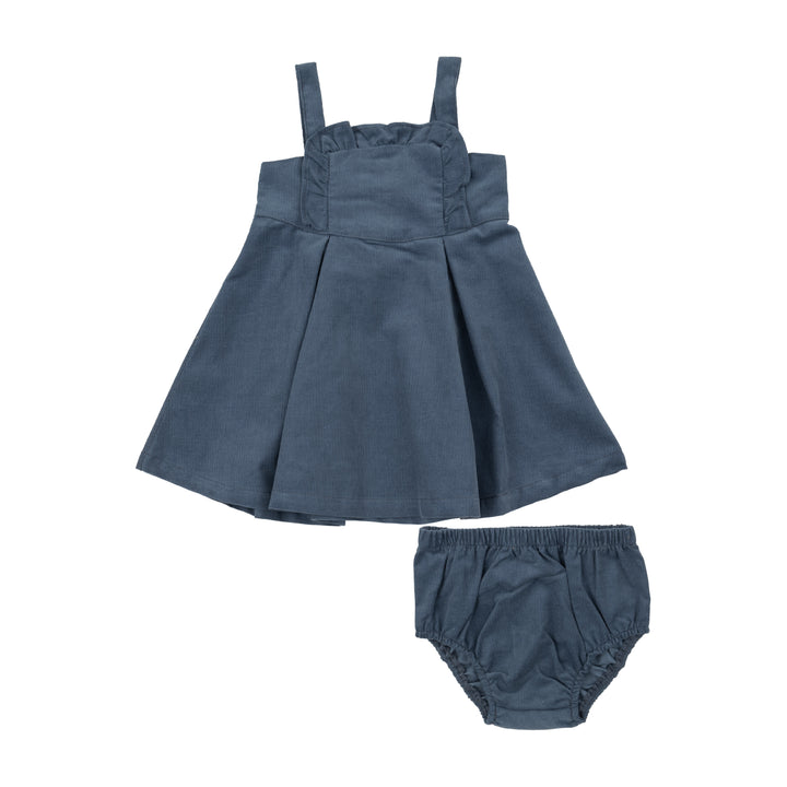 Angel Dear Navy Corduroy Ruffle Jumper with Bloomers |Mockingbird Baby & Kids