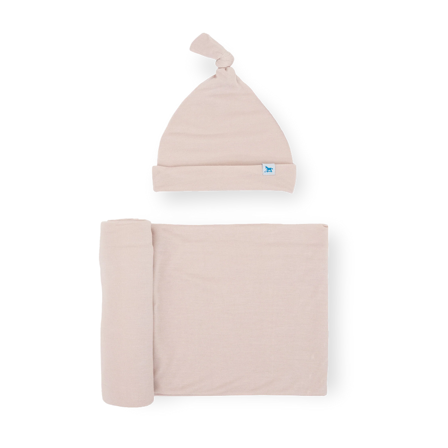 Little Unicorn Stretch Knit Swaddle and Hat Set, Soft Blush |Mockingbird Baby & Kids Boutique