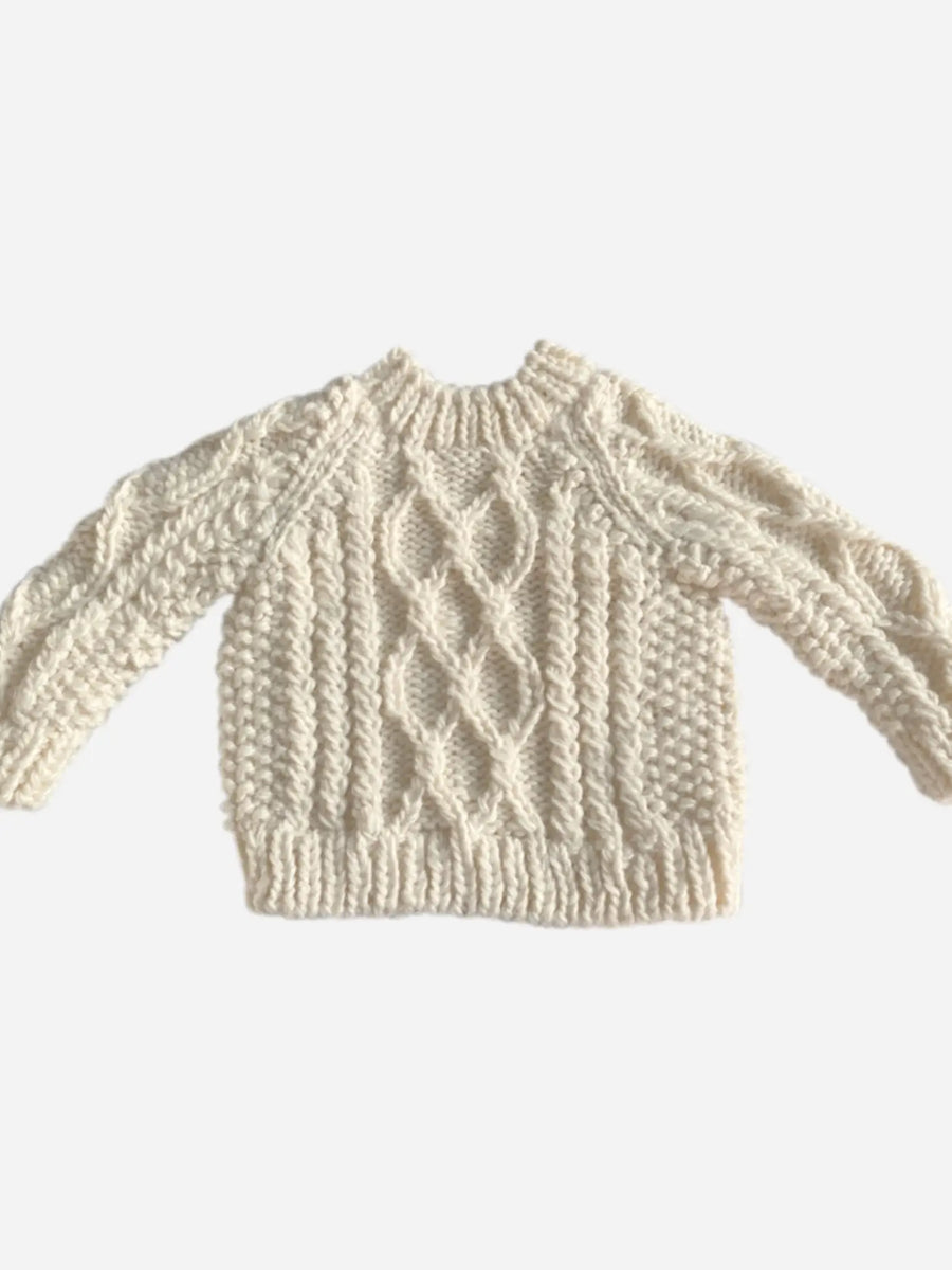 The Blueberry Hill FIsherman's Sweater, Cream |Mockingbird Baby & Kids