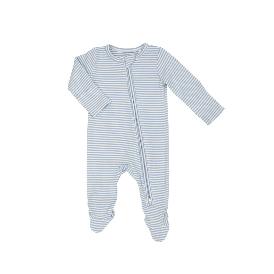 Angel Dear Blue Stripe Two Way Zipper Footie |Mockingbird Baby & Kids