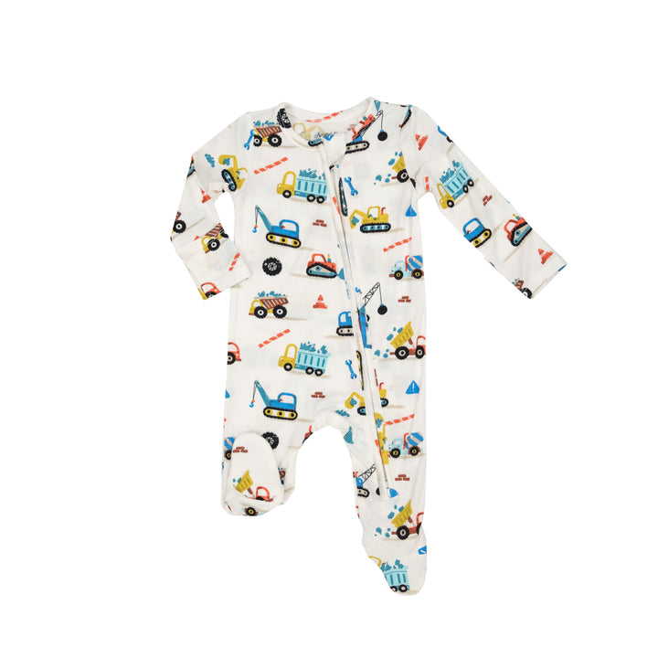 Angel Dear Crayon Construction Trucks Two Way Zipper Footie |Mockingbird Baby & Kids