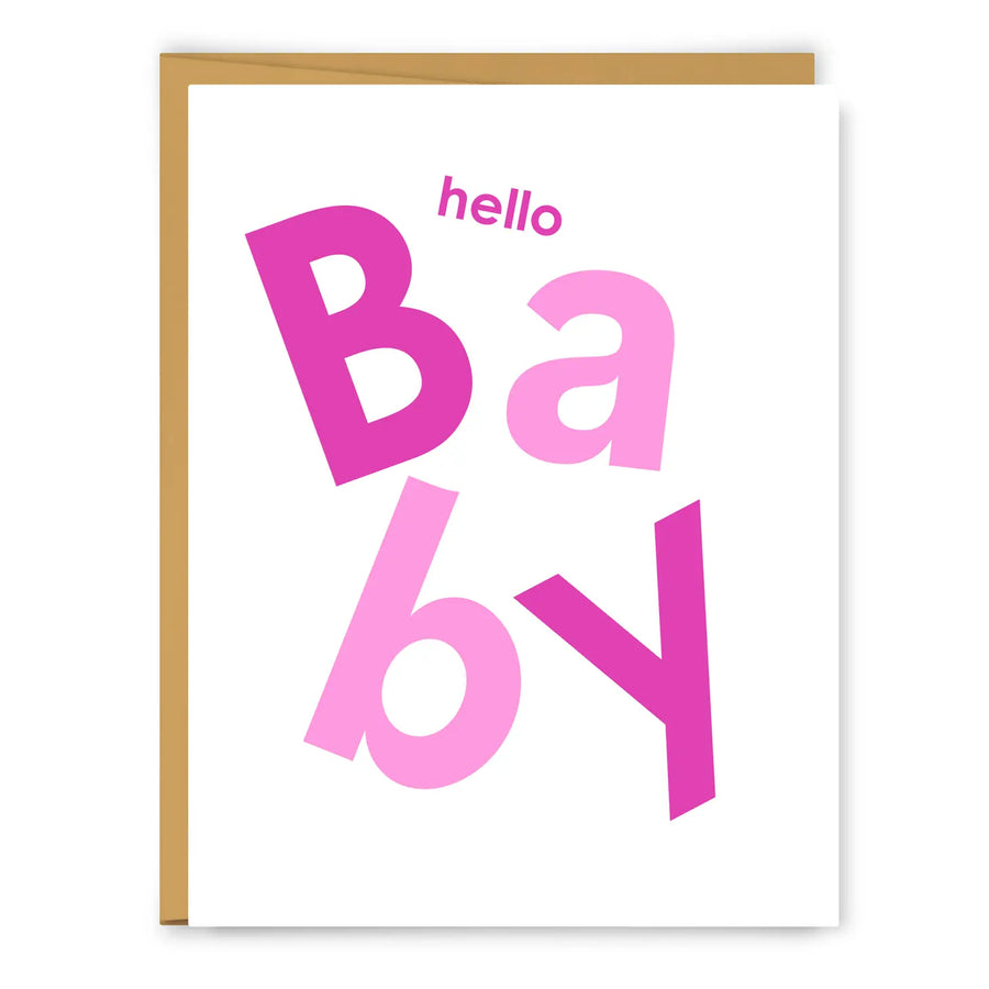 Footnotes Hello Baby Girl Pink Scandi Baby Greeting Card |Mockingbird Baby & Kids