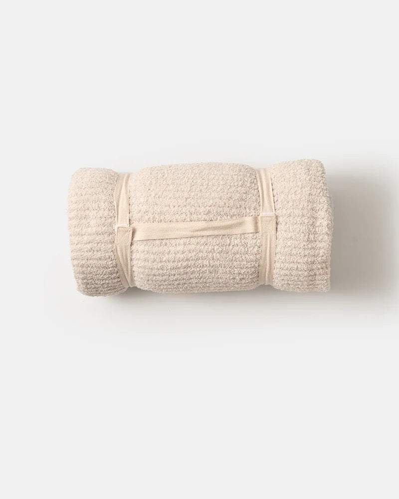 Ribbed Fuzzy Blanket, Ecru