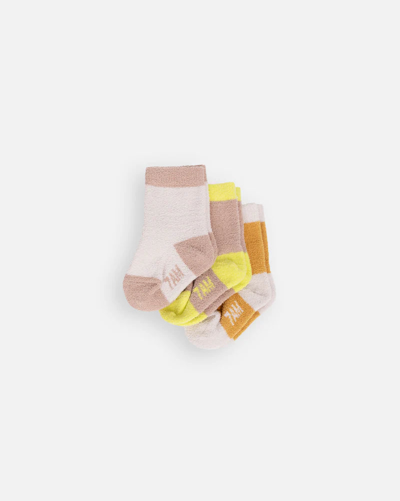 7AM Enfant Fuzzy Short Socks, Ecru & Pecan & Amber |Mockingbird Baby & Kids