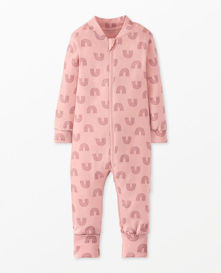 Baby Print 2-Way Zip Sleeper in HannaSoft™, Blush Pink Rainbow