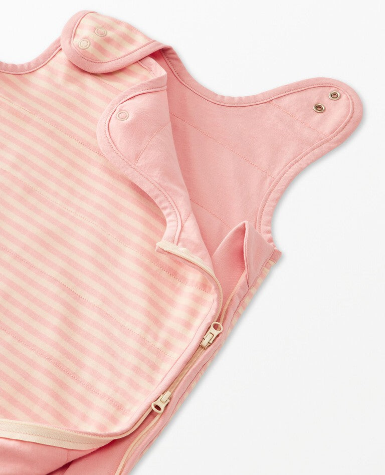 Baby Layette Striped Wearable Blanket in HannaSoft™, Ecru/Blush Pink