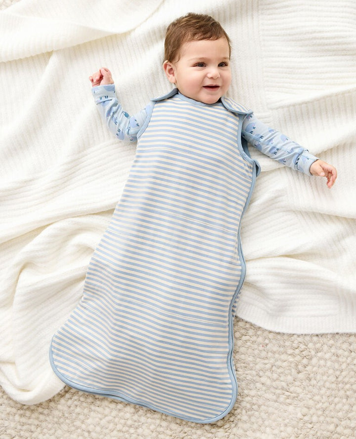 Baby Layette Striped Wearable Blanket in HannaSoft™, Ecru/North Air