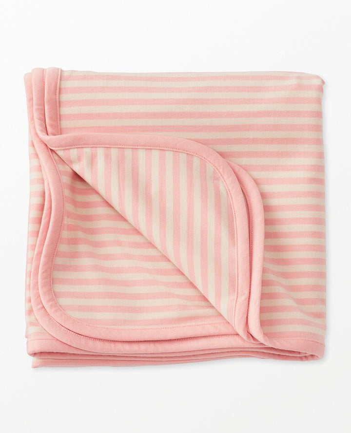 Baby Layette Striped Blanket in HannaSoft™, Ecru/Blush Pink