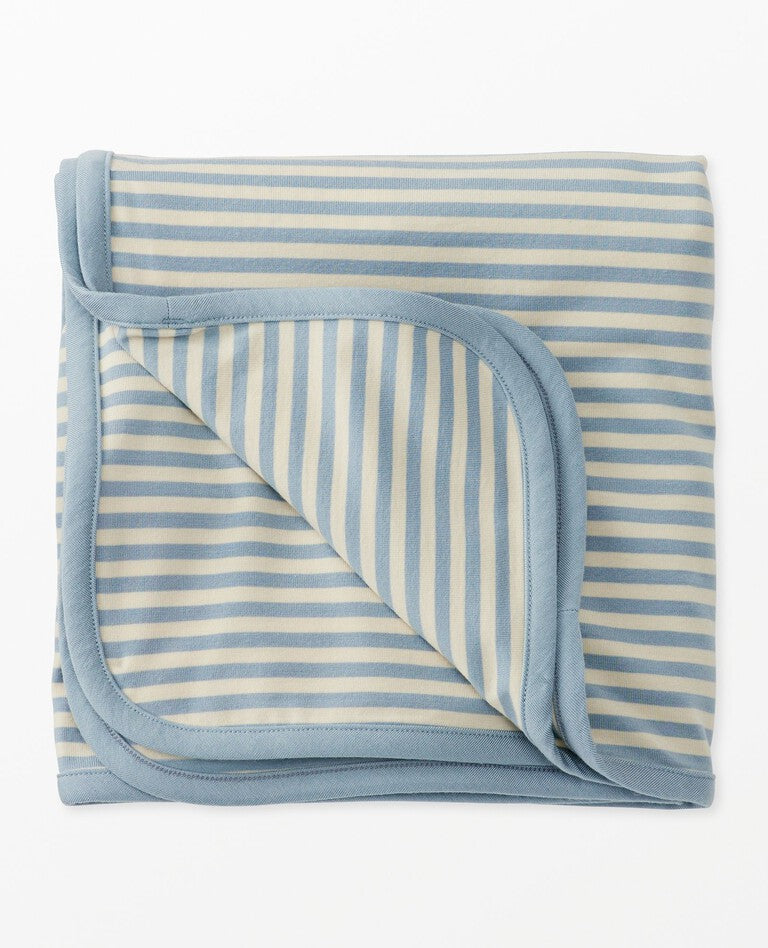 Baby Layette Striped Blanket in HannaSoft™, Ecru/North Air