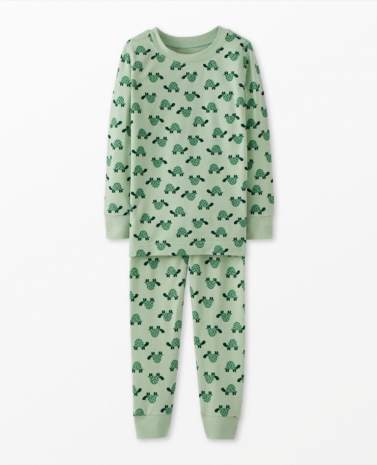 Hanna Andersson Kids Print Long John Pajama Set in HannaSoft™, Mini Turtle on Seafoam |Mockingbird Baby & Kids