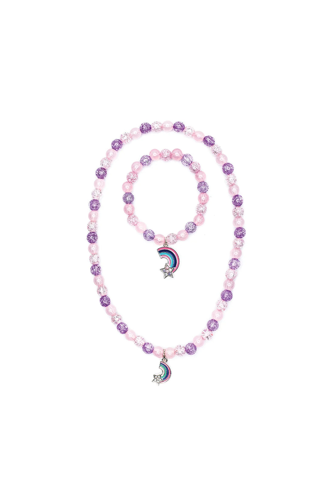 Purple Rainbow Necklace and Bracelet Set