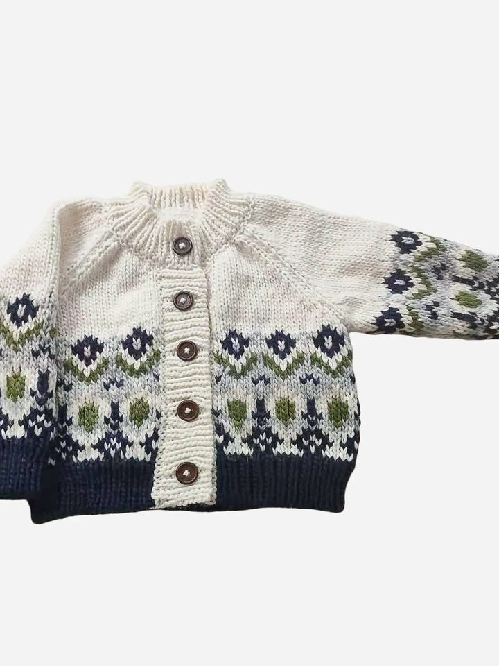 The Blueberry Hill Fairisle Knit Cardigan, Navy |Mockingbird Baby & Kids