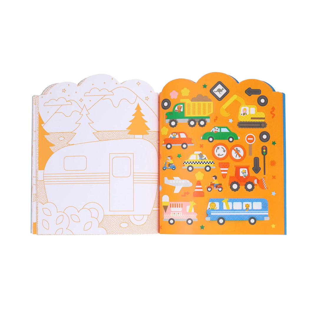 Vehicle Coloring Book with Stickers