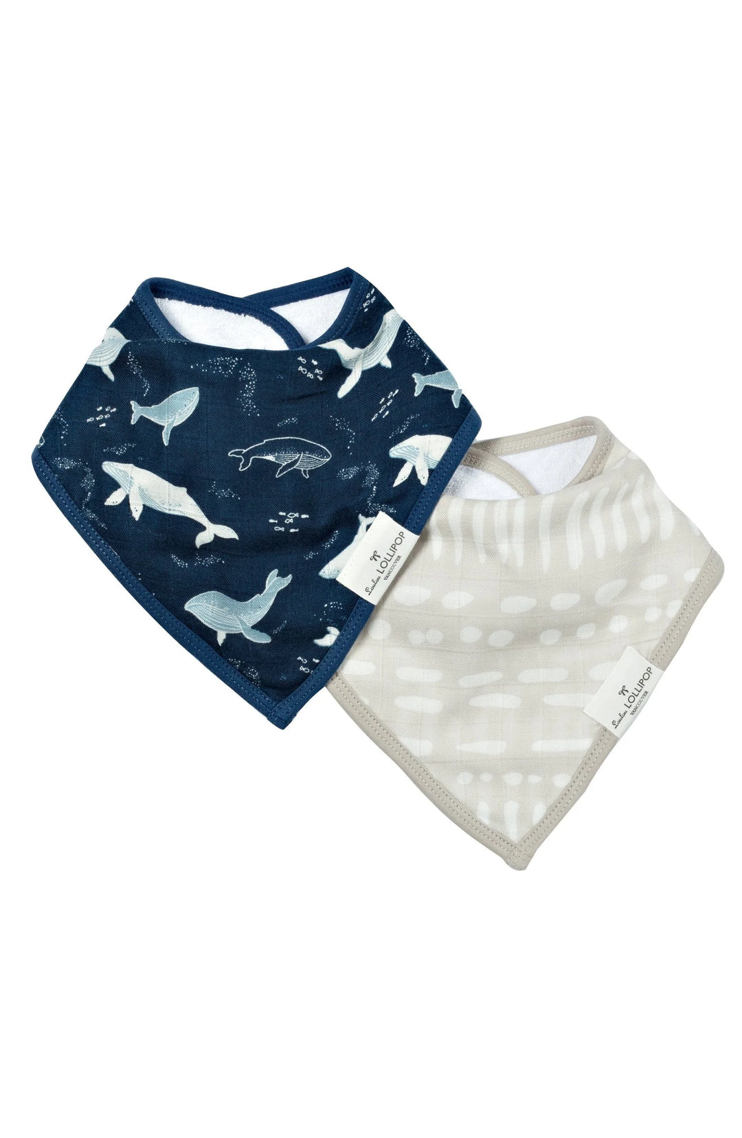 Loulou Lollipop Blue Whales Bandana Bib Set (2-Pack) |Mockingbird Baby & Kids