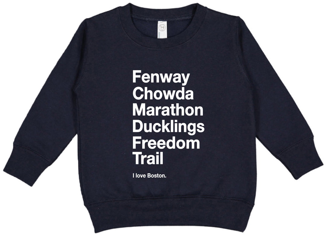 Kid Crush NEW! I Love Boston Sweatshirt, Navy with White Print |Mockingbird Baby & Kids