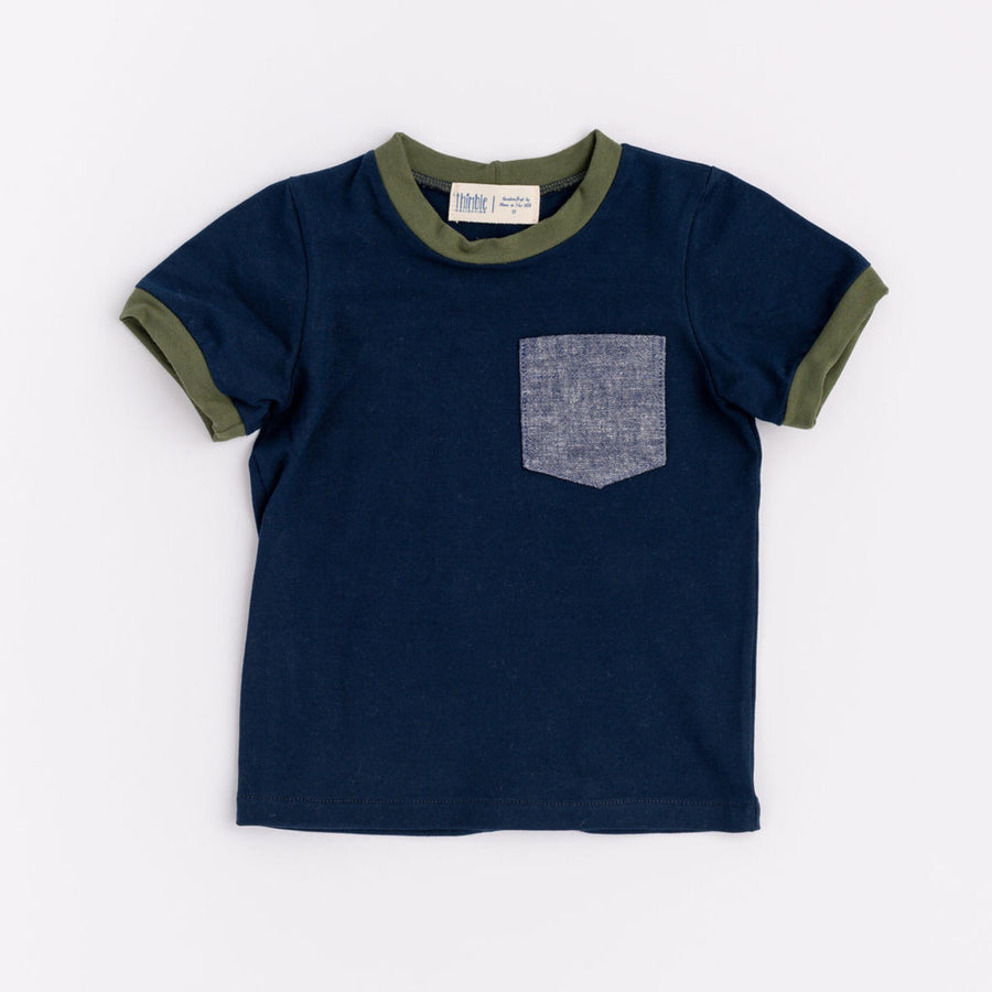 Thimble Collection Ringer Pocket Tee in Plaid |Mockingbird Baby & Kids