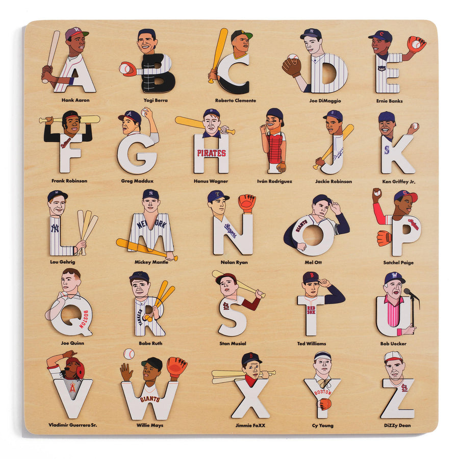Alphabet Legends Baseball Legends Wooden Alphabet Puzzle |Mockingbird Baby & Kids