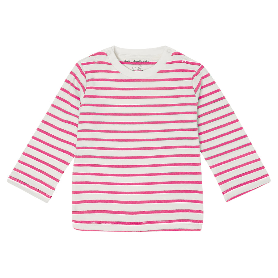 Dotty Dungarees Hot Pink Breton Stripe Top |Mockingbird Baby & Kids