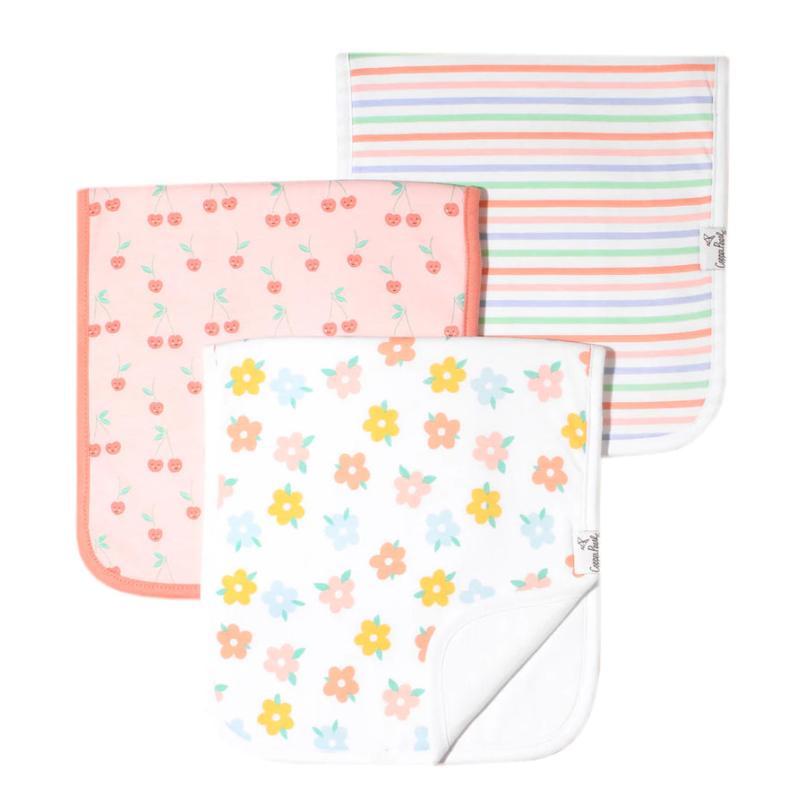 Copper Pearl Cheery Burp Cloth Set (3-Pack) | Mockingbird Baby & Kids Boutique