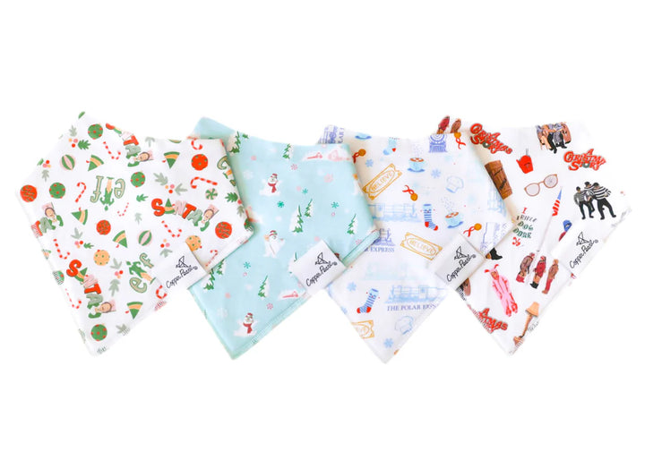 Copper Pearl Christmas Classics Baby Bandana Bib Set (4-Pack) |Mockingbird Baby & Kids