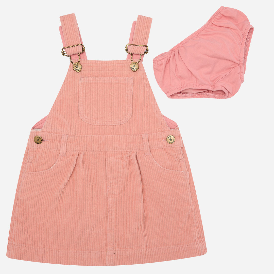 Dotty Dungarees Pale Pink Corduroy Overall Dress |Mockingbird Baby & Kids