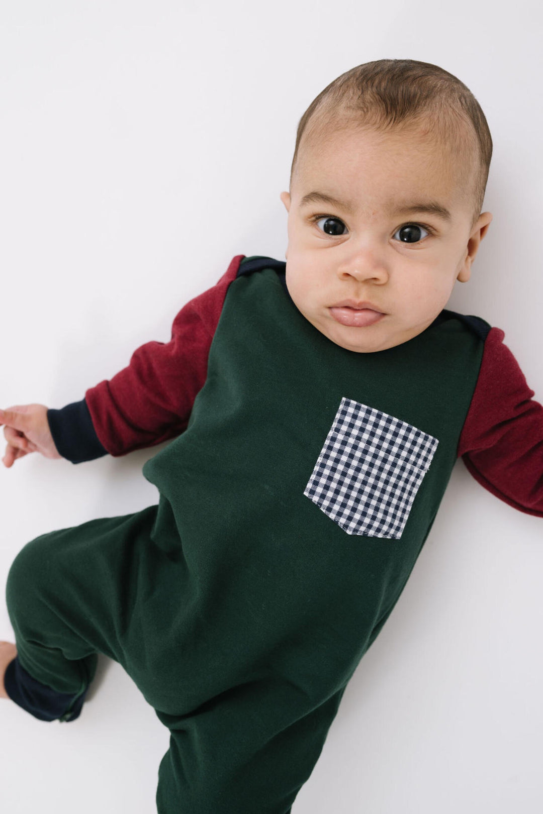 Zipper Romper in Pine Colorblock