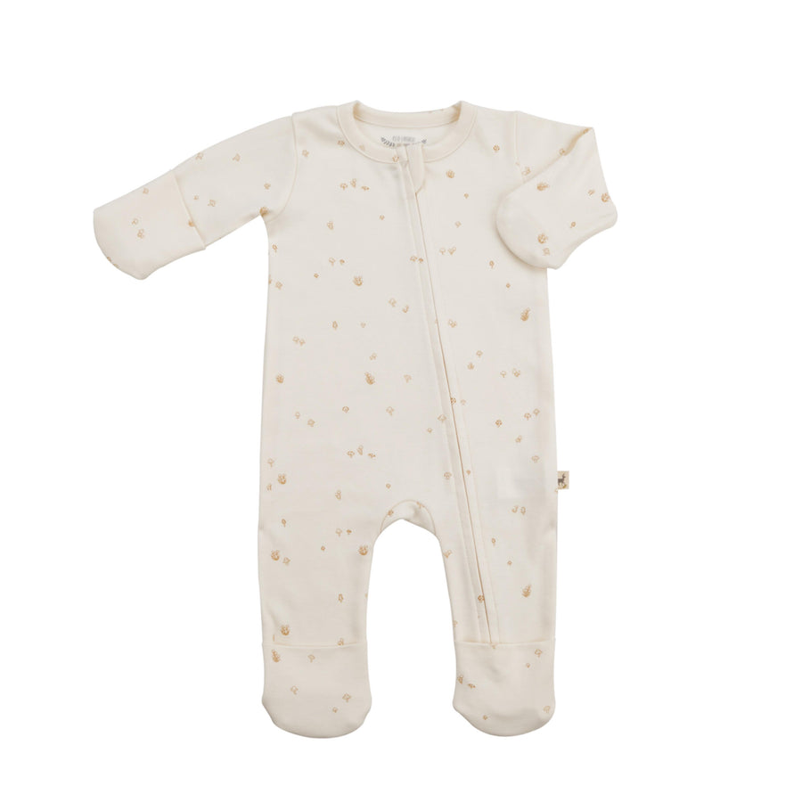 Red Caribou Mushrooms Zipped Jumpsuit, Sea Salt |Mockingbird Baby & Kids