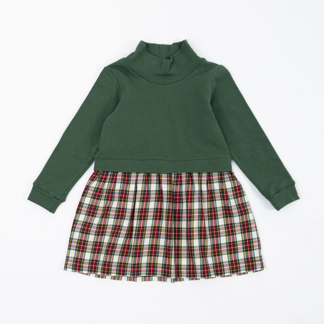 Funnel Sweatshirt Dress in Evergreen Stewart