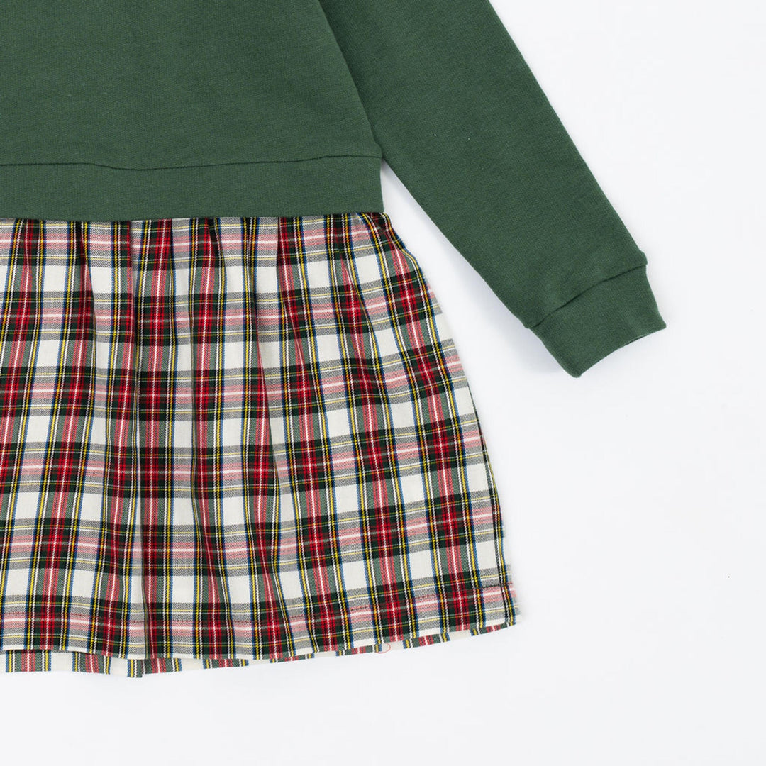 Funnel Sweatshirt Dress in Evergreen Stewart