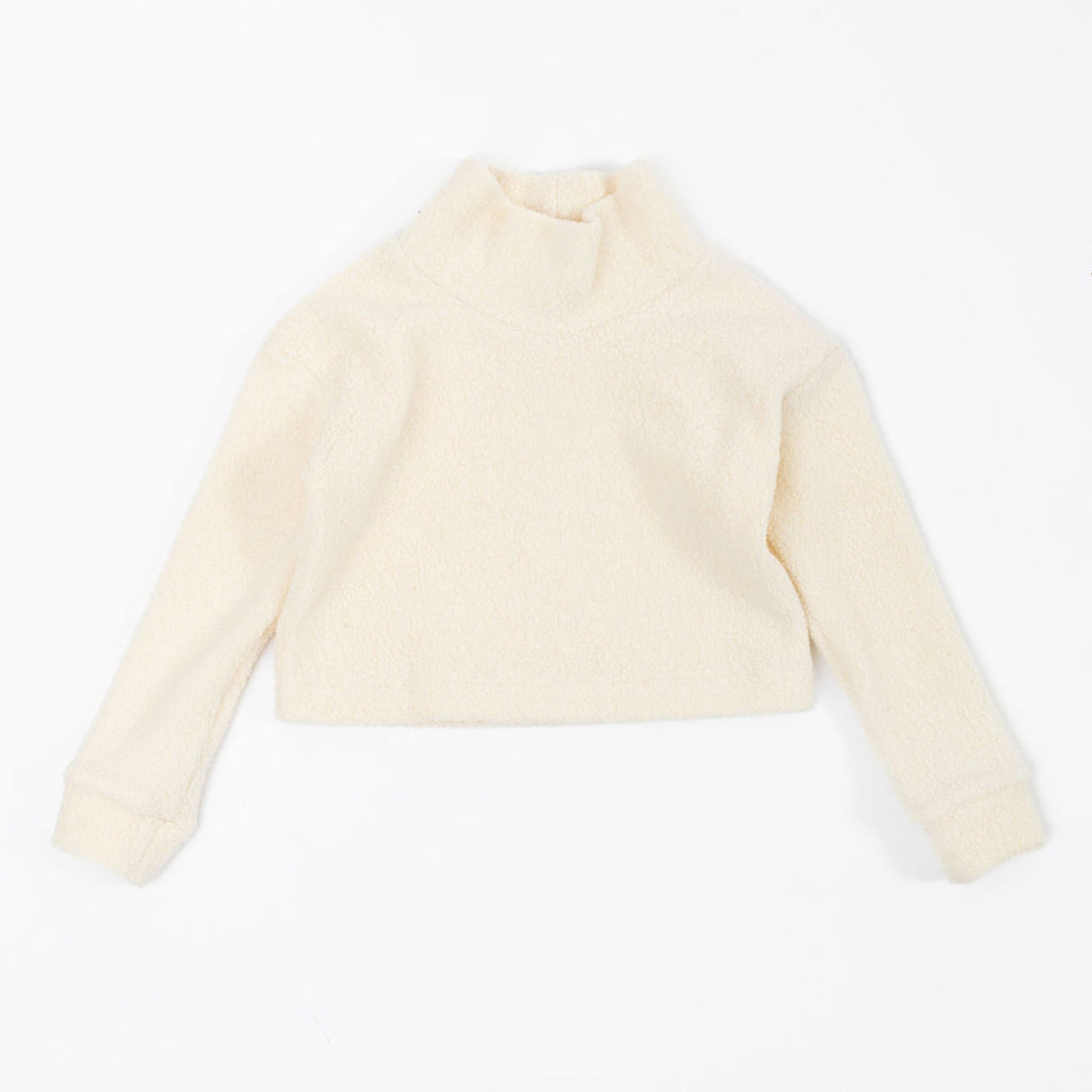 Thimble Collection Funnel Cropped Sweatshirt in Cream Sherpa |Mockingbird Baby & Kids