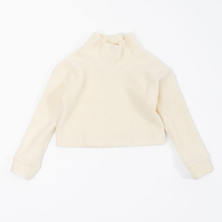 Thimble Collection Funnel Cropped Sweatshirt in Cream Sherpa |Mockingbird Baby & Kids