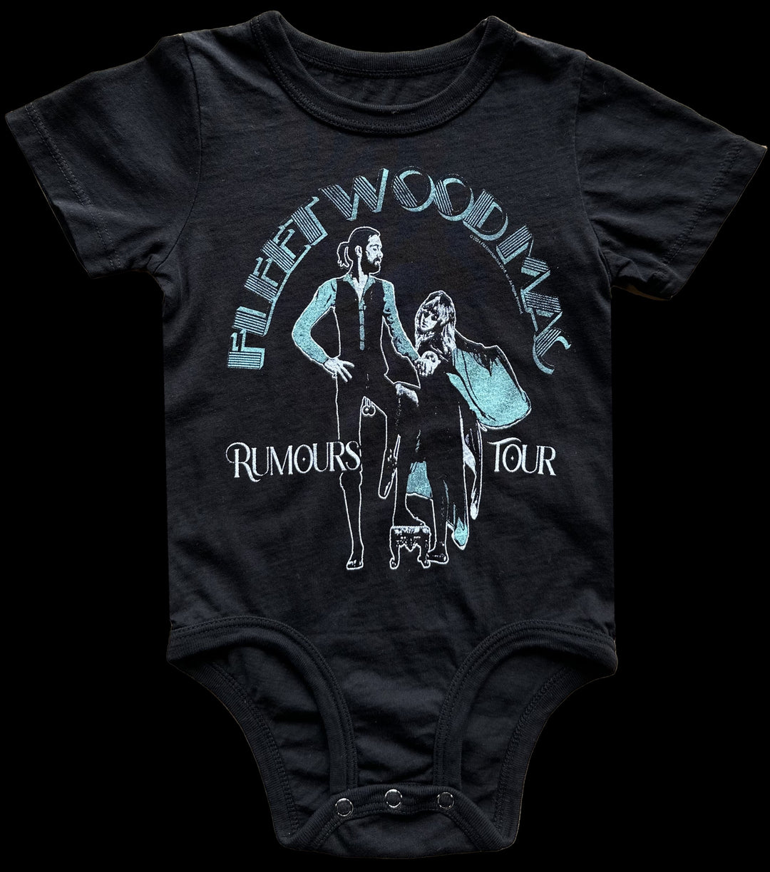 Rowdy Sprout Fleetwood Mac Short Sleeve Onesie, Jet Black |Mockingbird Baby & Kids