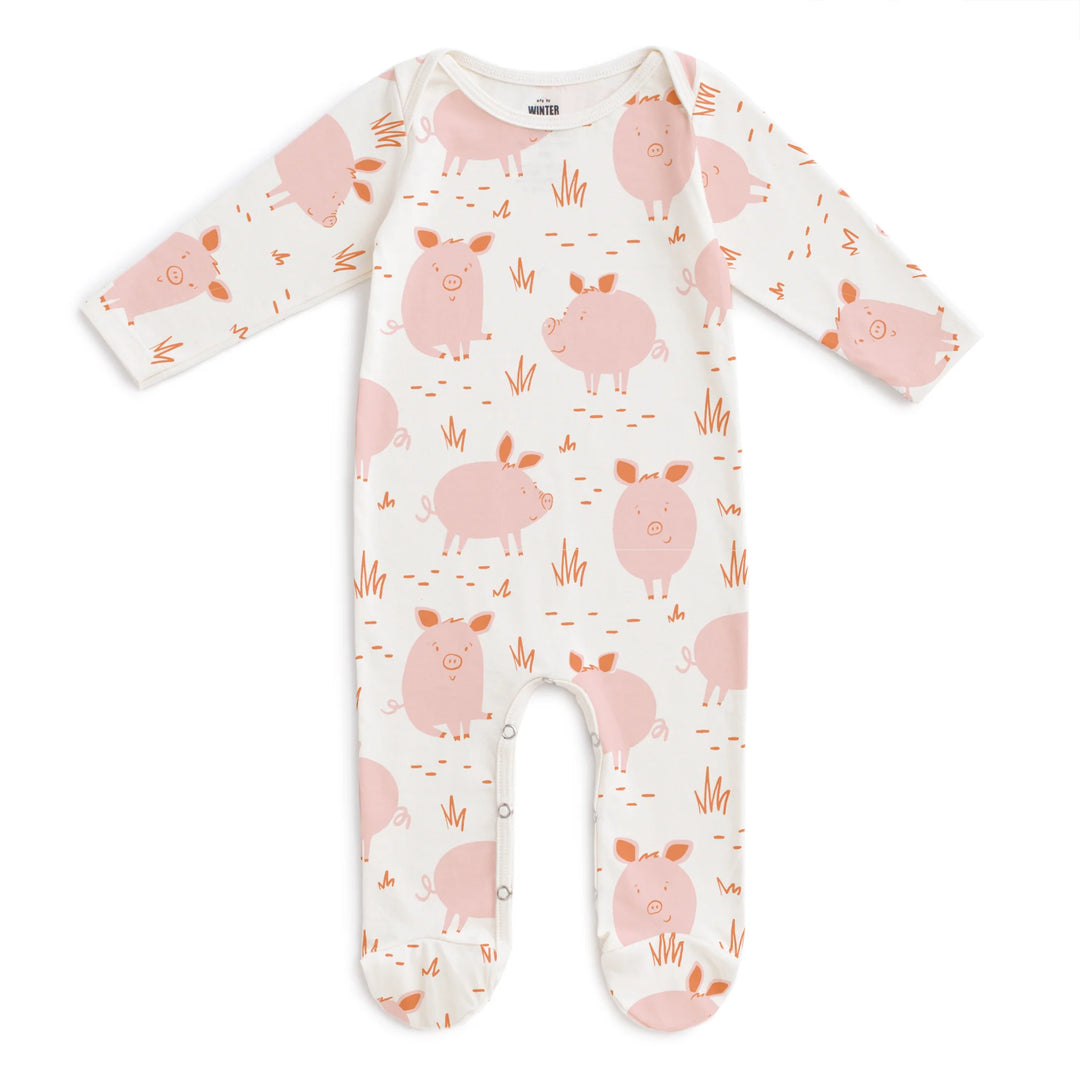 Pink Pigs Footed Romper
