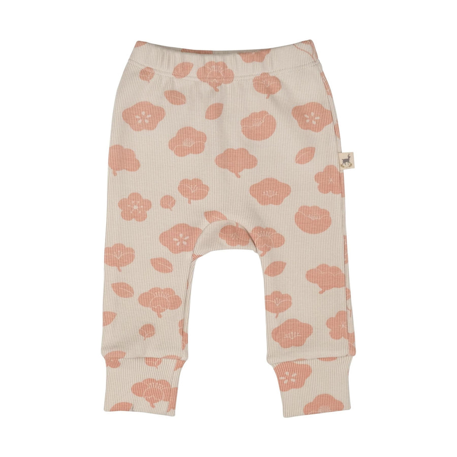 Red Caribou Plums in Bloom Rib Pant, White Sand |Mockingbird Baby & Kids