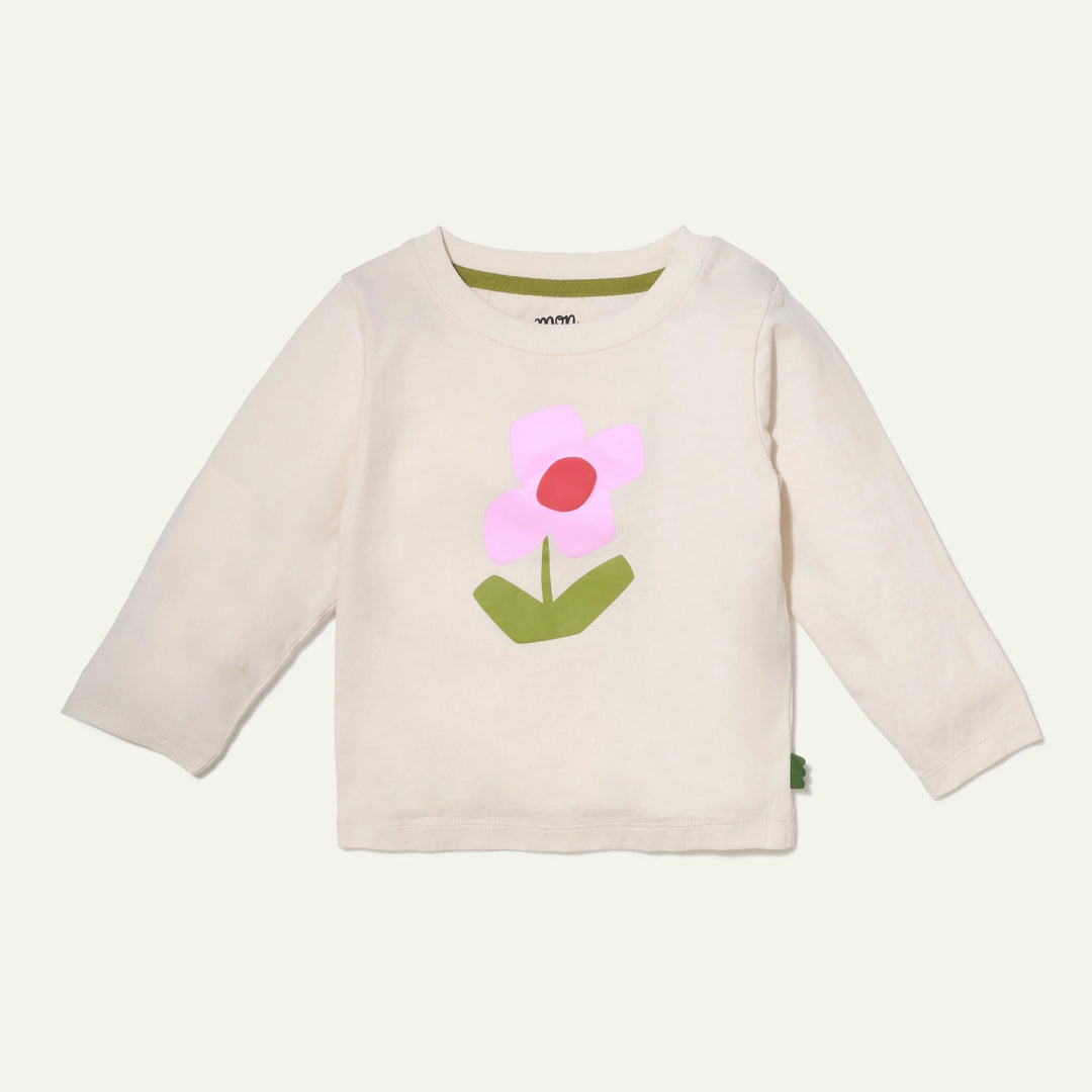 Mon Coeur Recycled Cotton Flower Baby T-Shirt, Natural |Mockingbird Baby & Kids